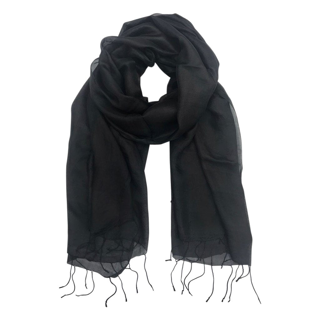 Black Khmer Classic Silk Scarf