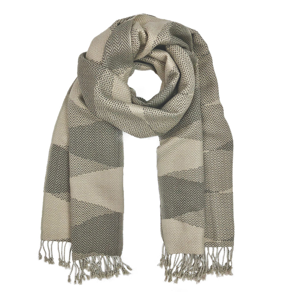 Chic Tapestry Scarf with Hand knotted fringe