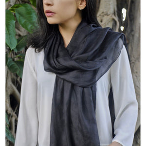 Black Khmer Classic Silk Scarf